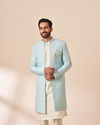 Pastel Blue Jacket Style Indo Western